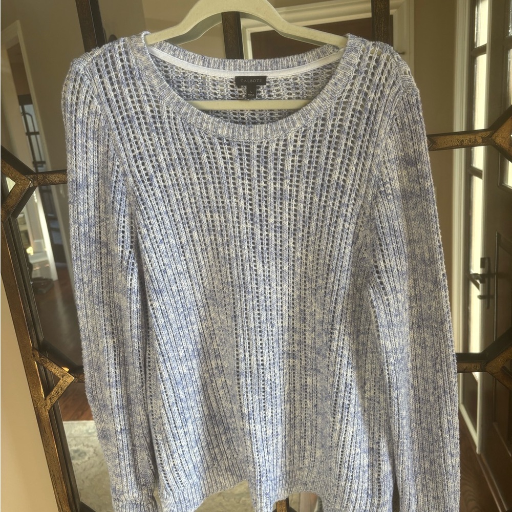 Talbots lavender and white knit top